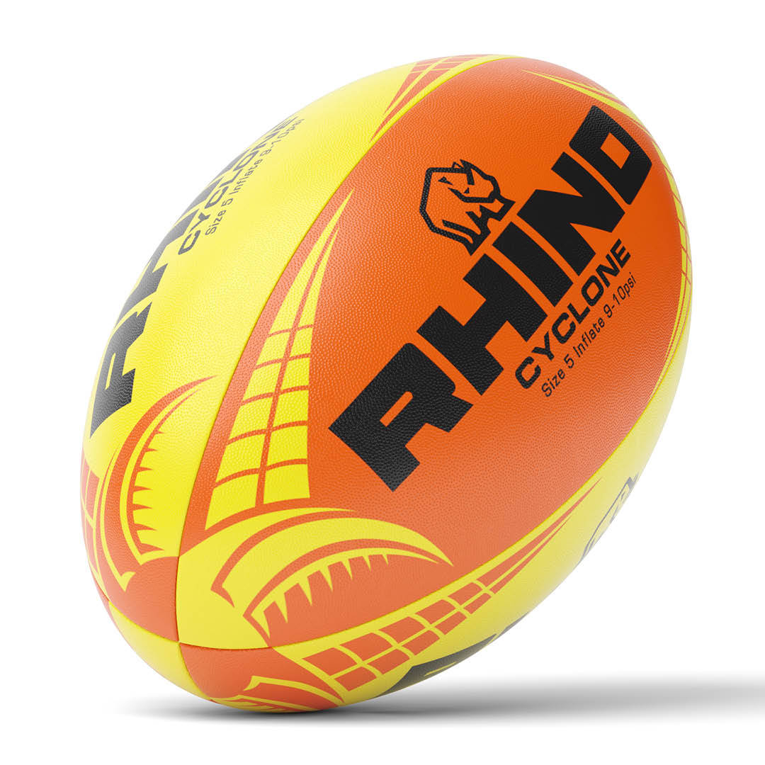 Rhino Cyclone Rugby Ball Yellow/Orange Size 4