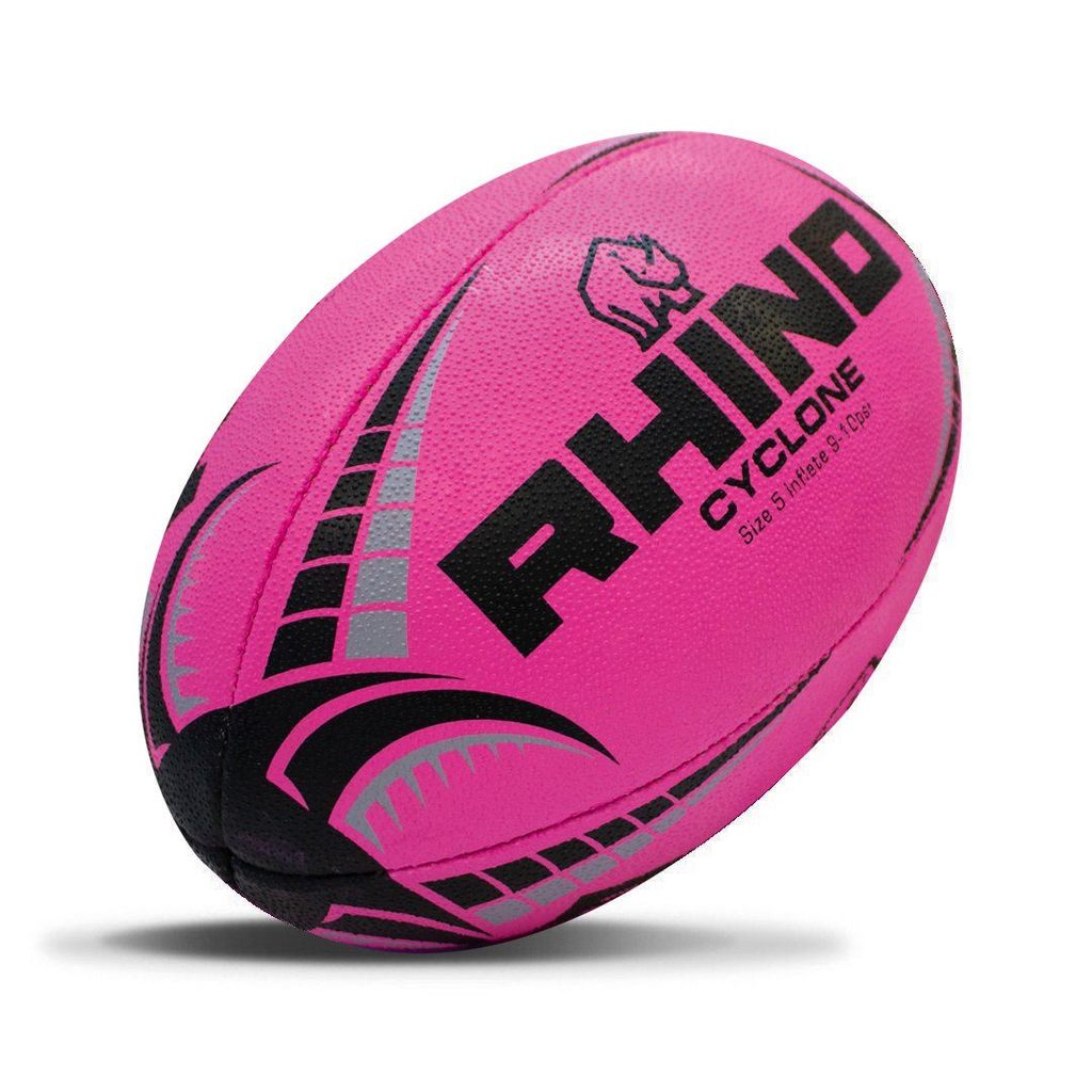 Rhino Cyclone Rugby Ball Fluorescent Pink Size 5