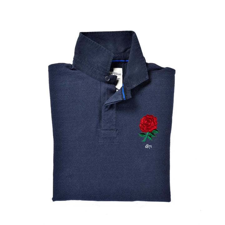 Black & Blue 1871 England 1871 Rugby Shirt – Navy Collar