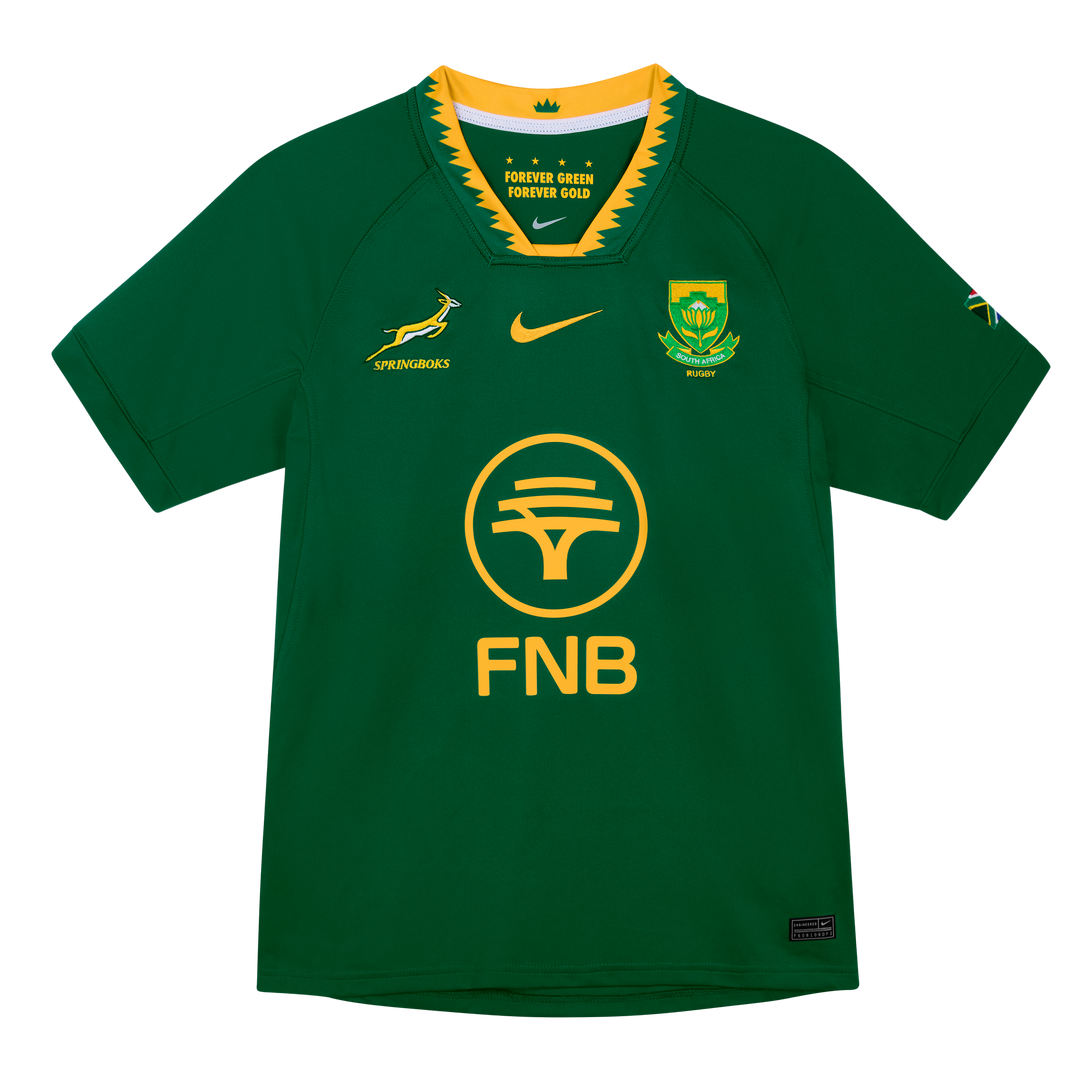 Maglia da rugby Nike Springboks Stadium da uomo, Home, colore verde gola