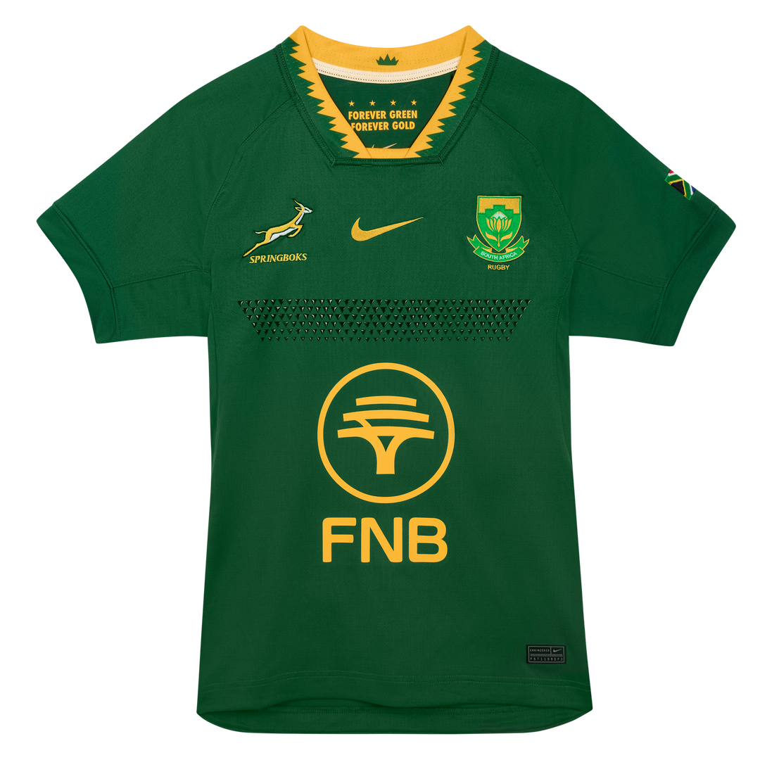 Maglia da rugby replica Nike Springboks da uomo, prima divisa, colore verde gola