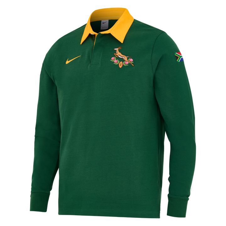 Nike Springboks Men's Long Sleeve Rugby Shirt Home Gorge Green