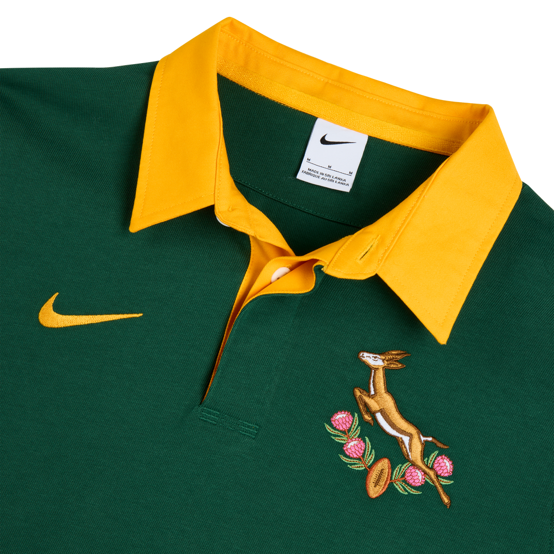Maglia da rugby a maniche lunghe Nike Springboks da uomo, verde gola