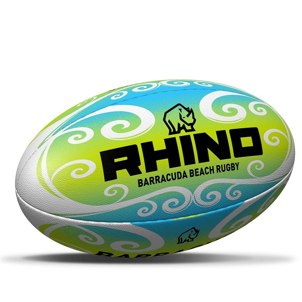 Rhino Barracuda Beach Rugby Ball Green/Blue Size 4