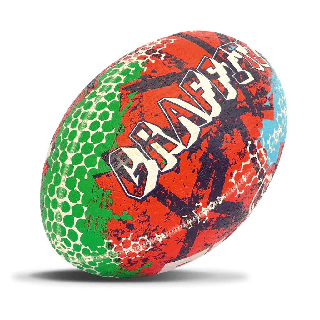 Rhino Graffiti Rugby Ball Size 5 Red