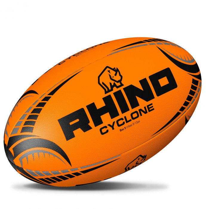 Rhino Cyclone Rugby Ball Fluorescent Orange Size 4