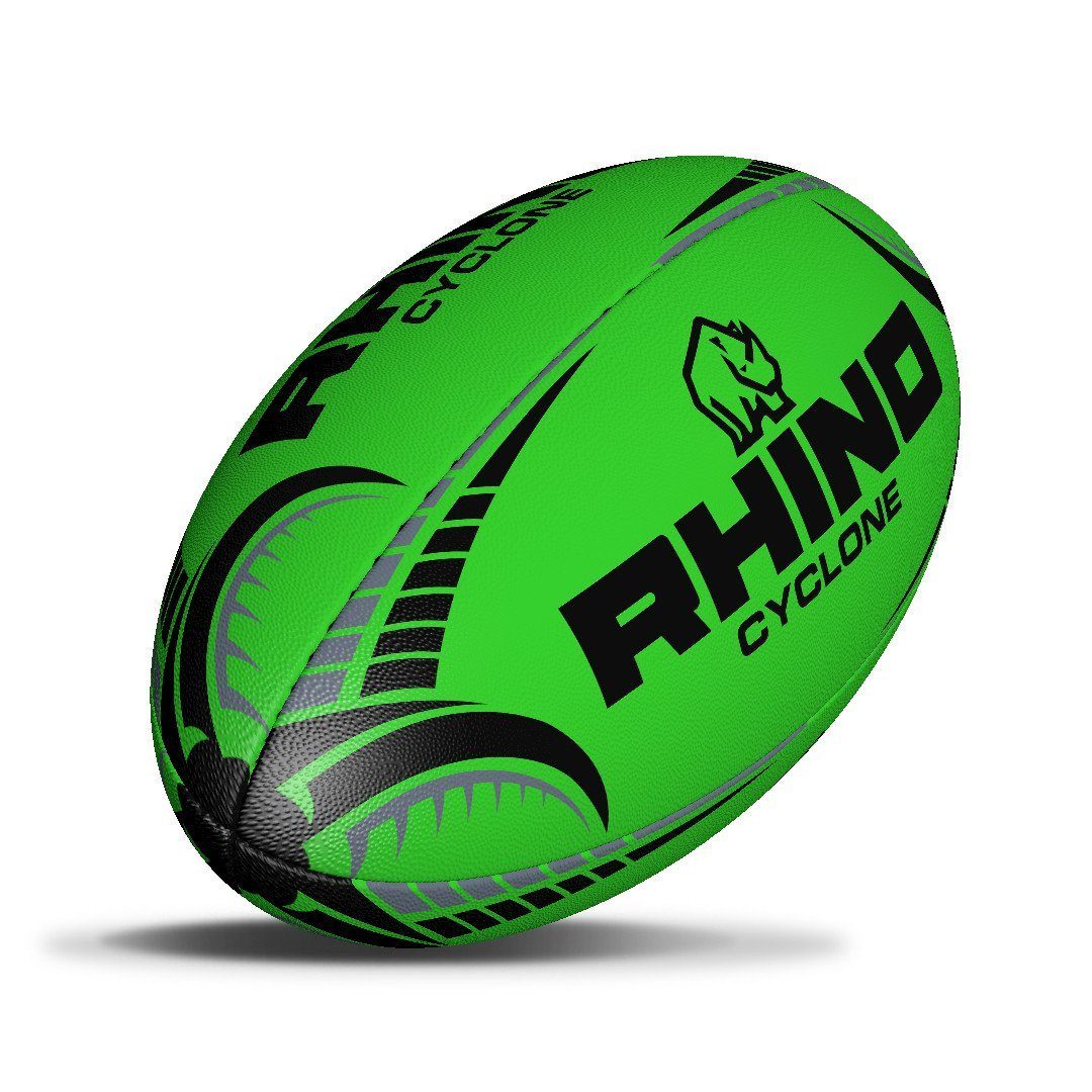 Rhino Cyclone Rugby Ball Fluorescent Green Size 5