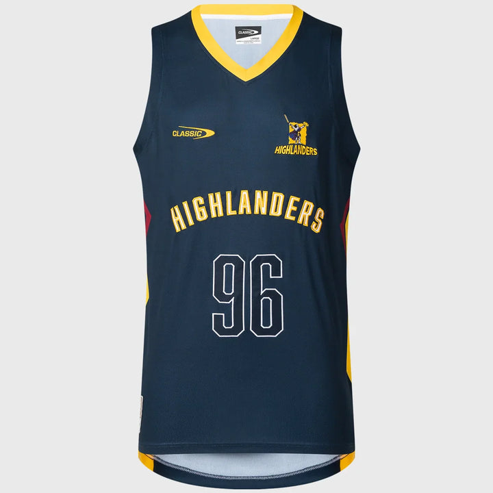 Classic Highlanders Super Rugby Basketball Jersey Navy 2025