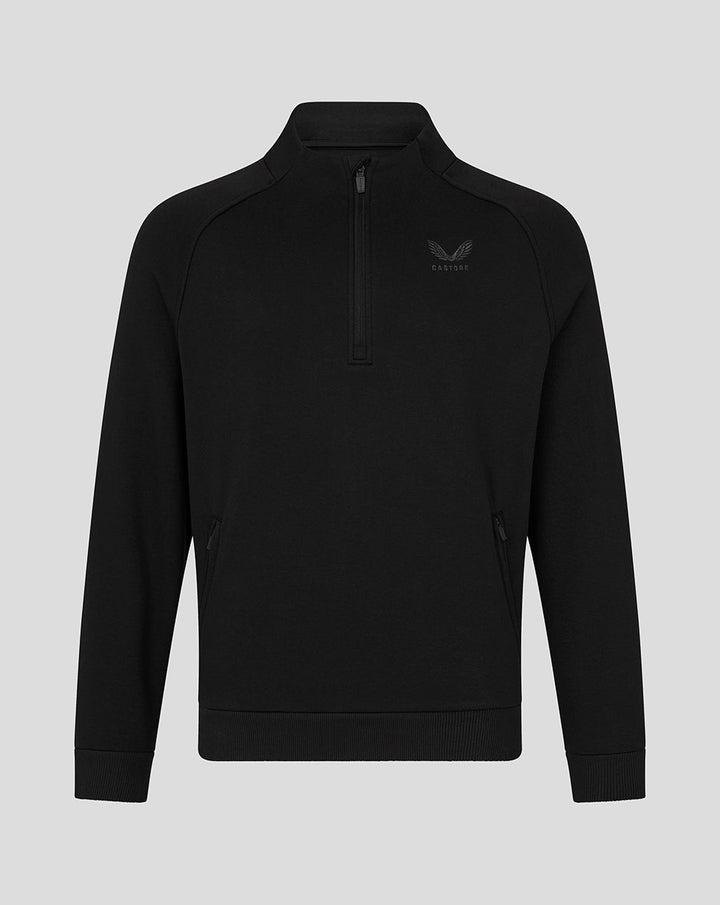 Castore Adapt Long Sleeve Cotton Fleece Quarter Zip Sweatshirt Men Black