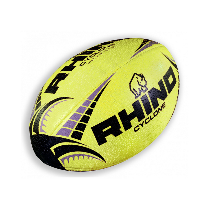 Rhino Cyclone Rugby Ball Fluorescent Yellow Size 5