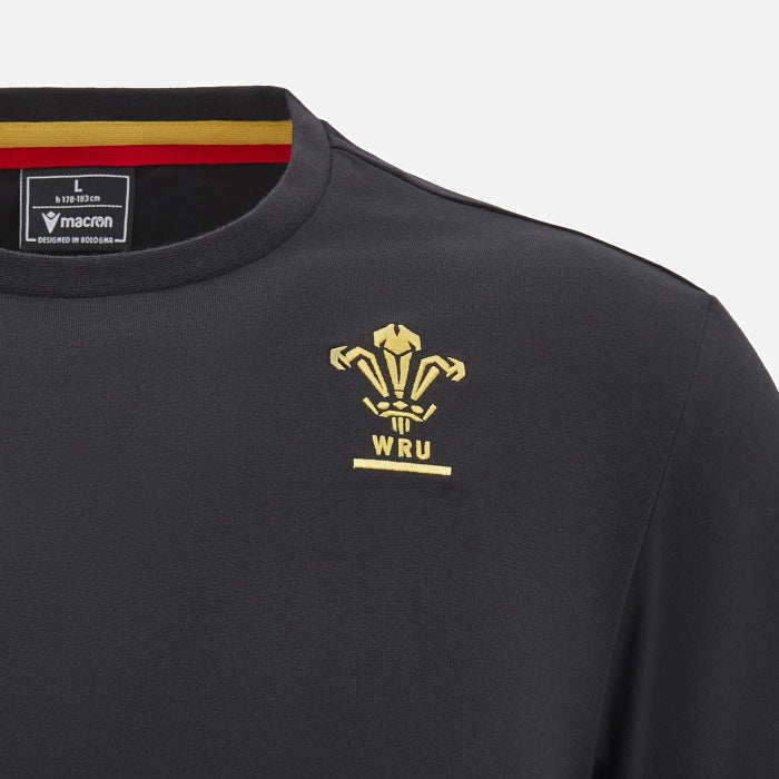 Macron Wales Rugby Travel T-shirt Men Black