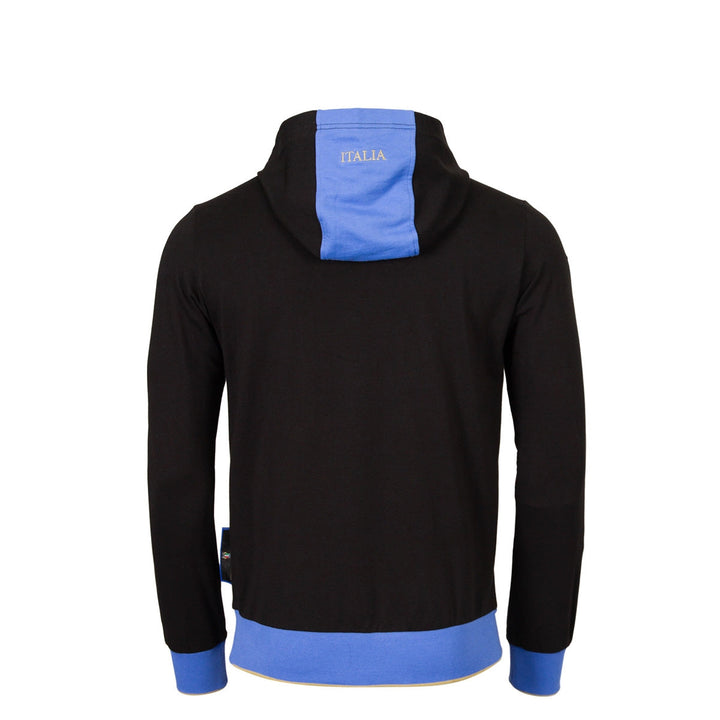 Macron Italy Rugby Fanwear Cotton Hoodie Men Black